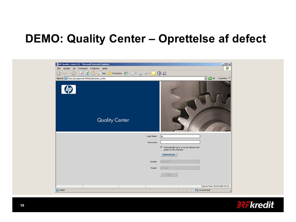 19 DEMO: Quality Center – Oprettelse af defect