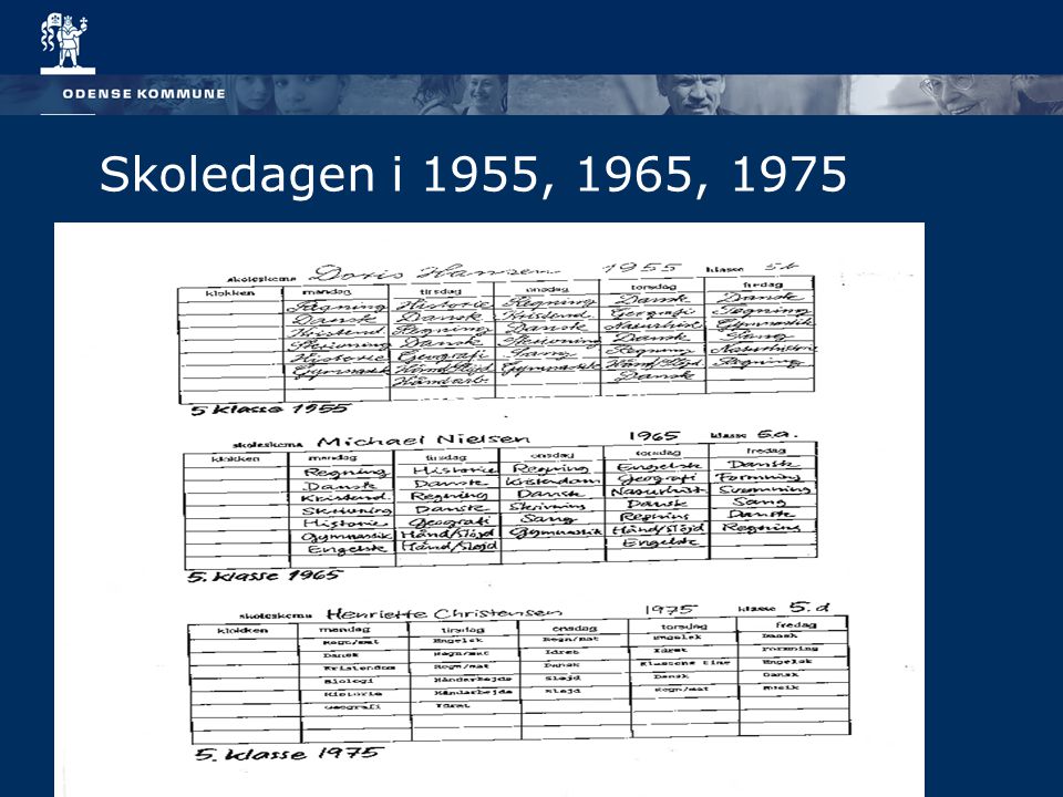 1955, 1965, 1975 Skoledagen i 1955, 1965, 1975