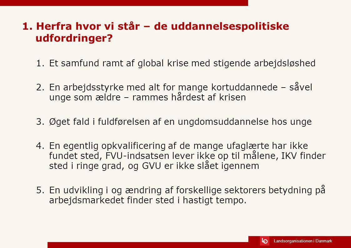 Landsorganisationen i Danmark 1. Herfra hvor vi står – de uddannelsespolitiske udfordringer.