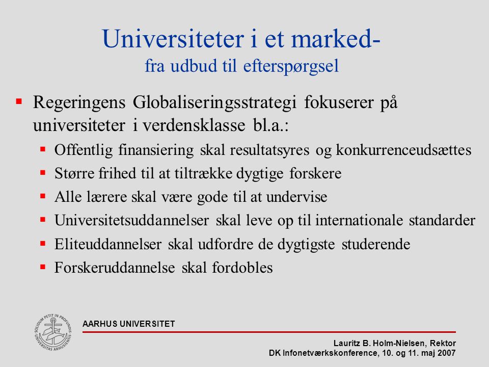 Lauritz B. Holm-Nielsen, Rektor DK Infonetværkskonference, 10.