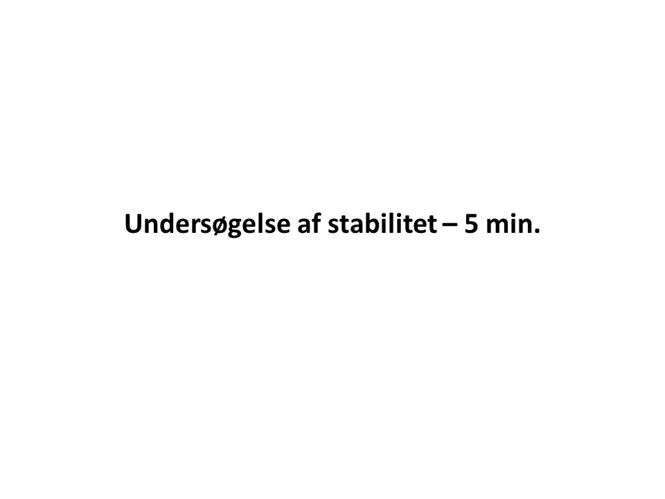 Undersøgelse af stabilitet – 5 min.