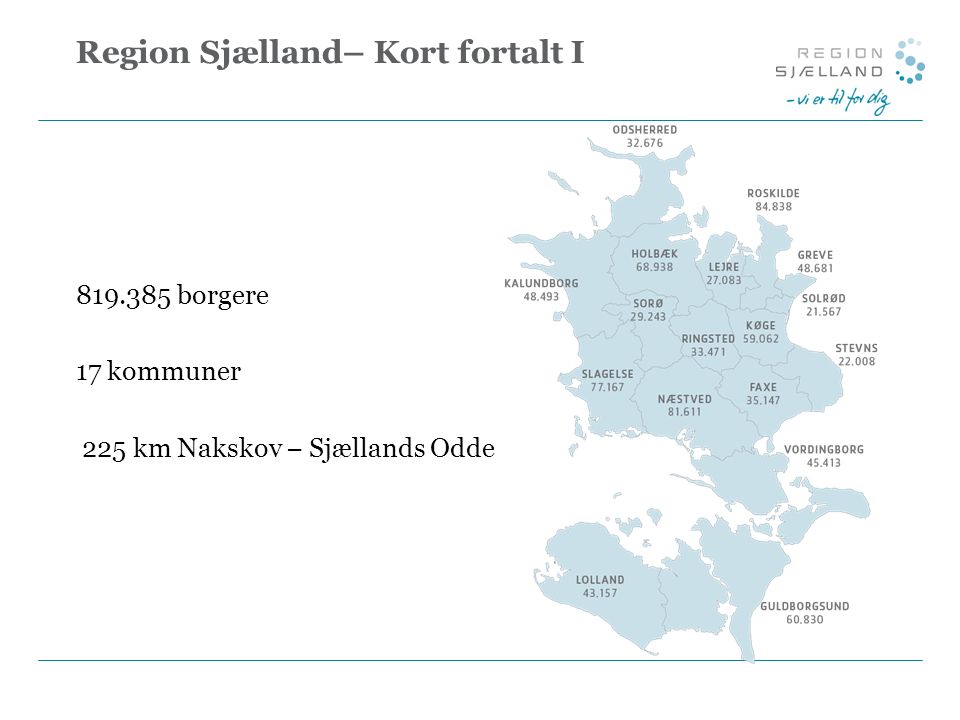 Region Sjælland– Kort fortalt I borgere 17 kommuner 225 km Nakskov − Sjællands Odde