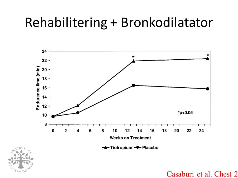 Rehabilitering + Bronkodilatator Casaburi et al. Chest 2005.