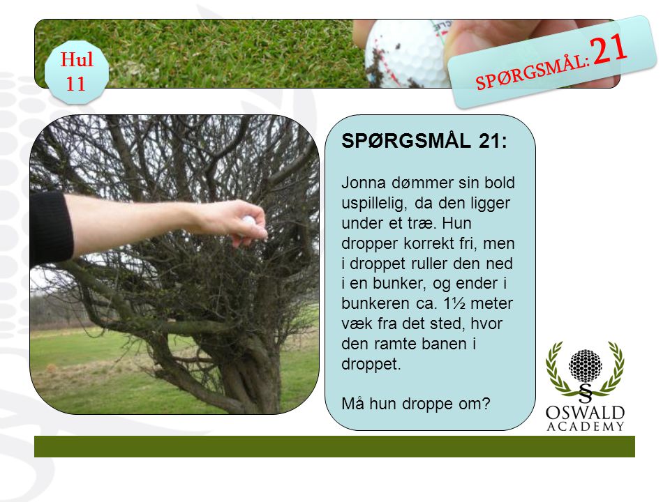 SPØRGSMÅL 21: Jonna dømmer sin bold uspillelig, da den ligger under et træ.