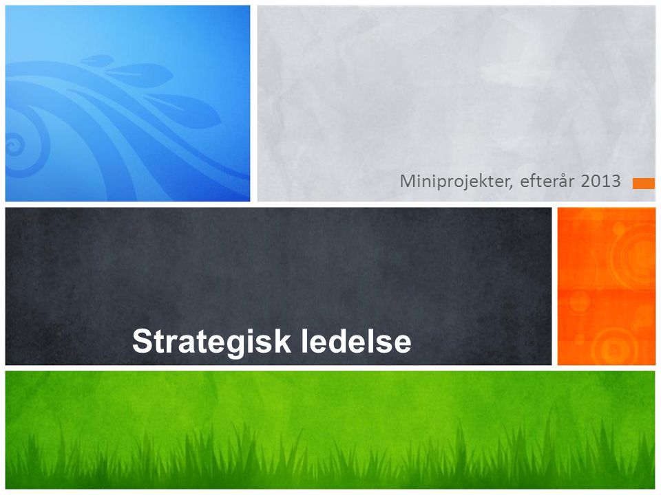 Miniprojekter, efterår 2013 Strategisk ledelse
