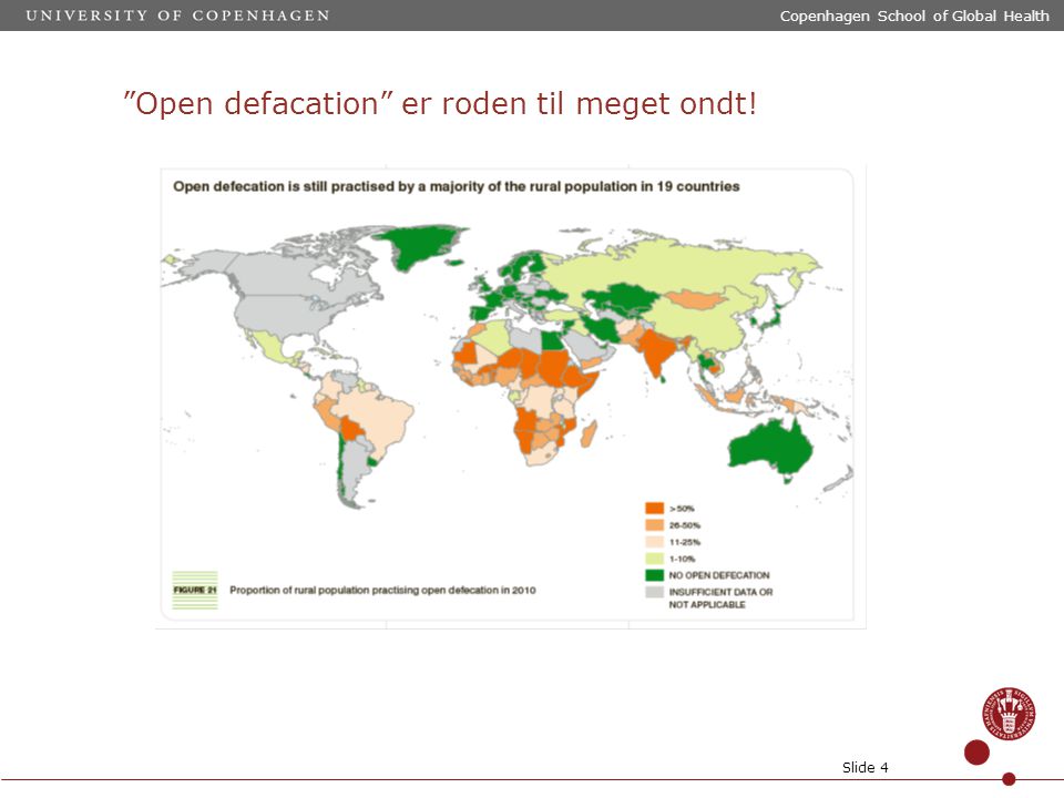 Open defacation er roden til meget ondt! Copenhagen School of Global Health Slide 4