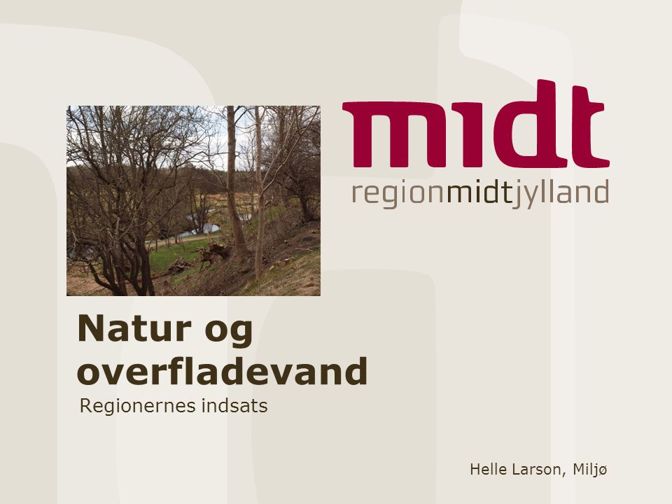 Natur og overfladevand Regionernes indsats Helle Larson, Miljø