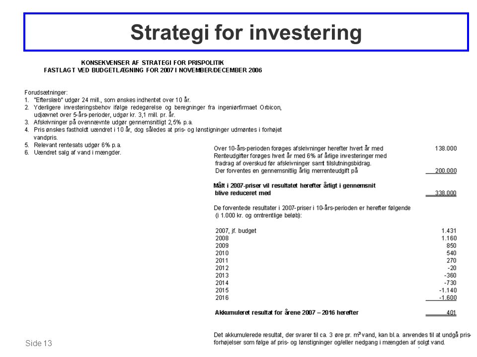 Side 13 Strategi for investering