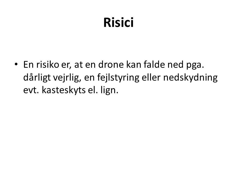 Risici • En risiko er, at en drone kan falde ned pga.