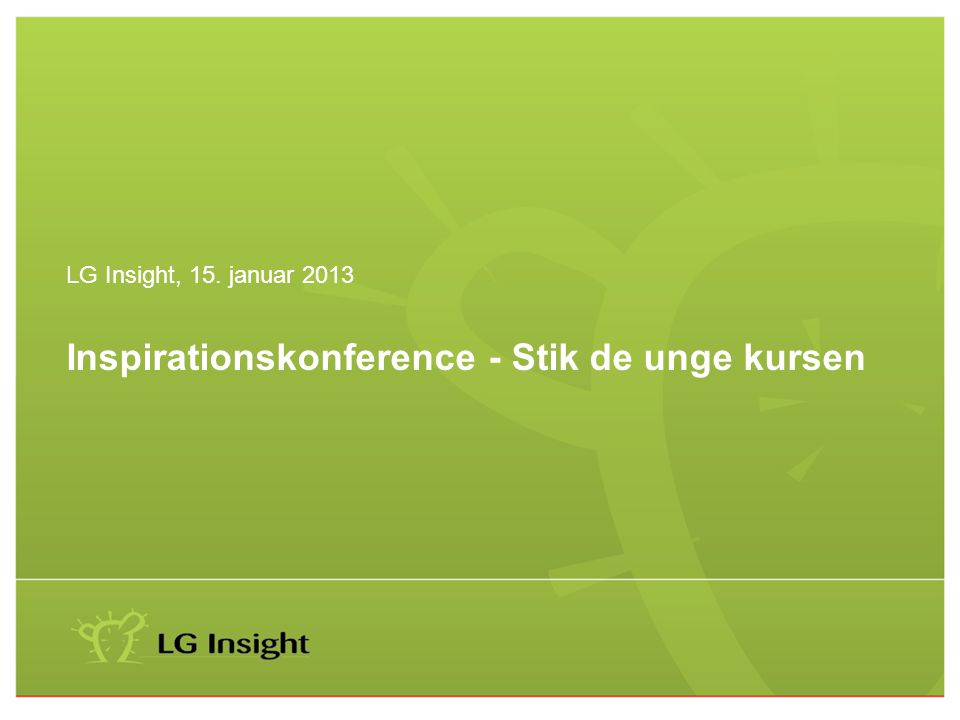 LG Insight, 15. januar 2013 Inspirationskonference - Stik de unge kursen