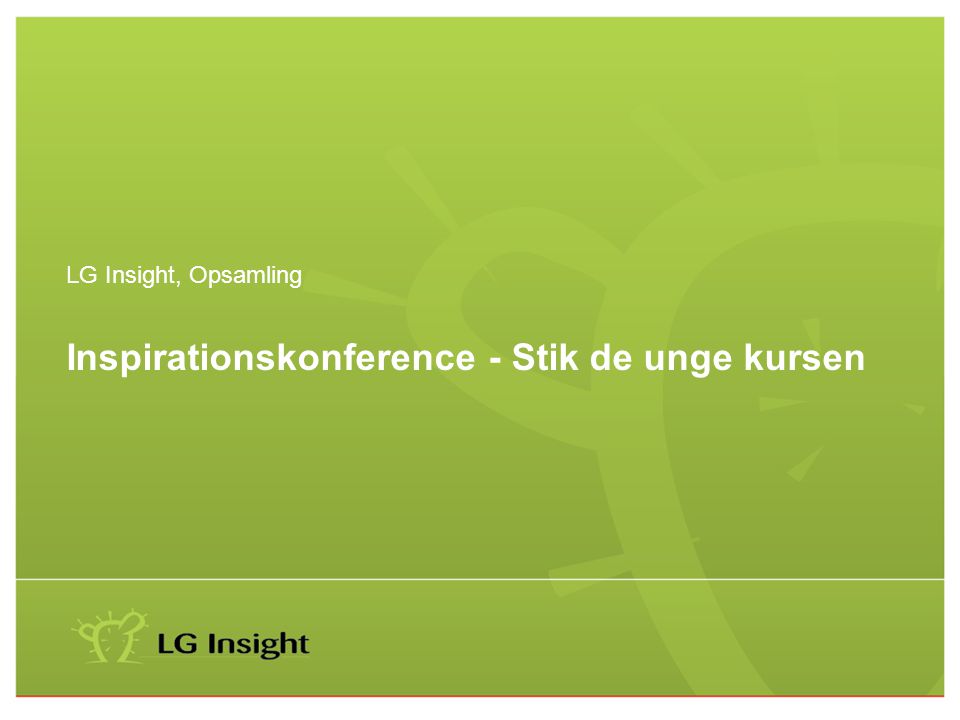 LG Insight, Opsamling Inspirationskonference - Stik de unge kursen