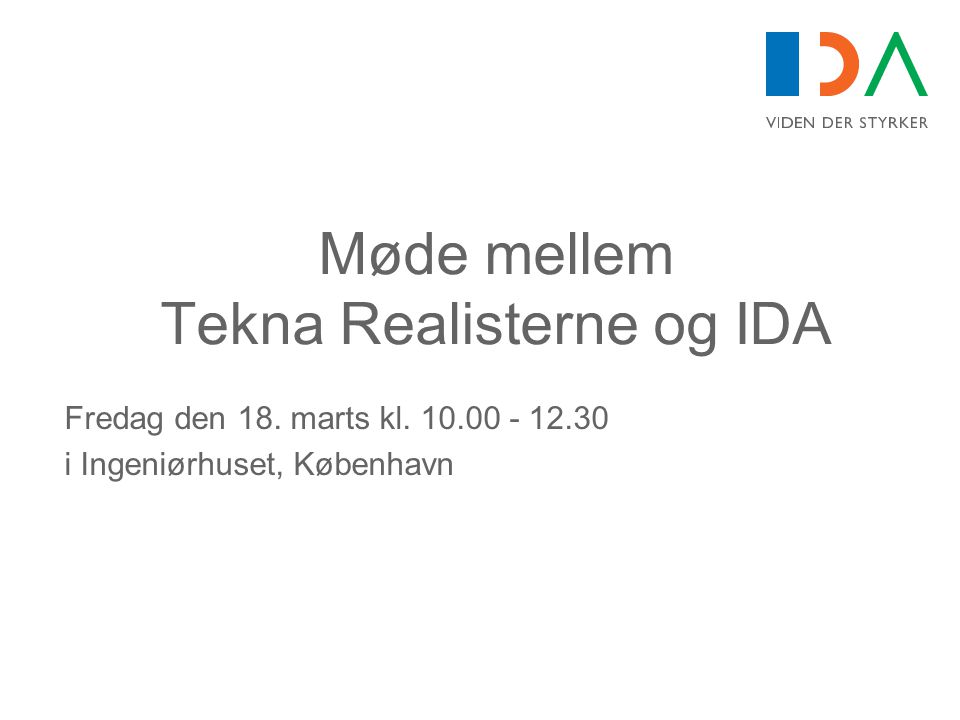 Møde mellem Tekna Realisterne og IDA Fredag den 18.