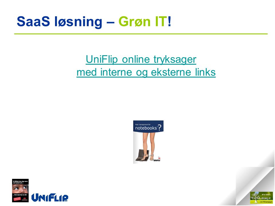 SaaS løsning – Grøn IT! UniFlip online tryksager med interne og eksterne links