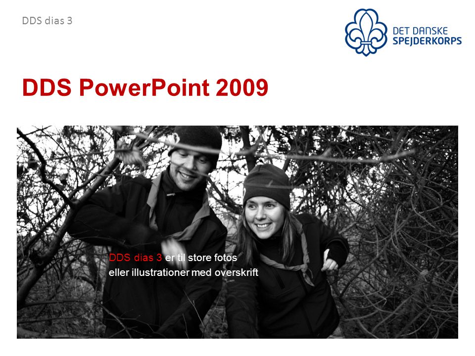 DDS PowerPoint 2009 DDS dias 3 DDS dias 3 er til store fotos eller illustrationer med overskrift