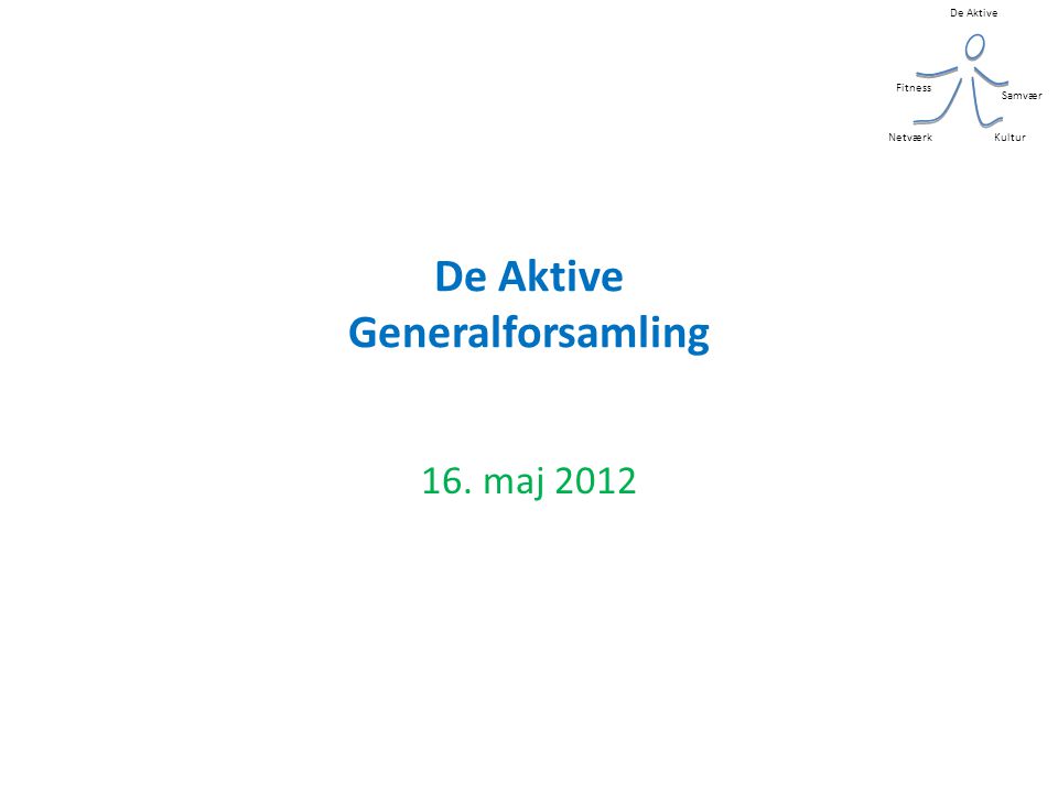 De Aktive Kultur Samvær Fitness Netværk De Aktive Generalforsamling 16. maj 2012