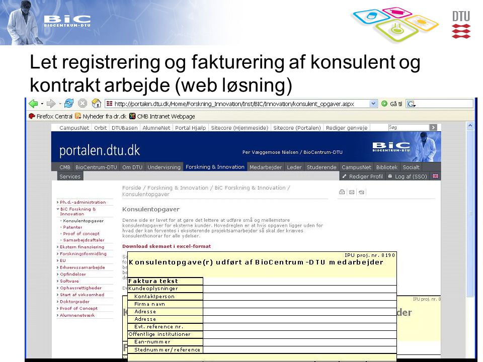 Let registrering og fakturering af konsulent og kontrakt arbejde (web løsning)