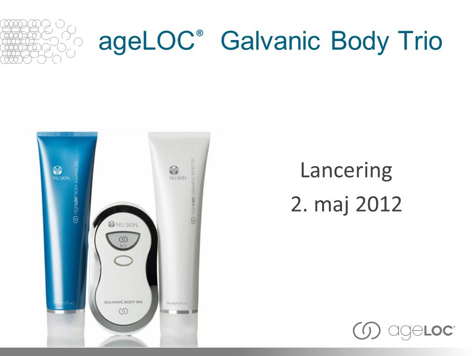 ageLOC ® Galvanic Body Trio Lancering 2. maj 2012