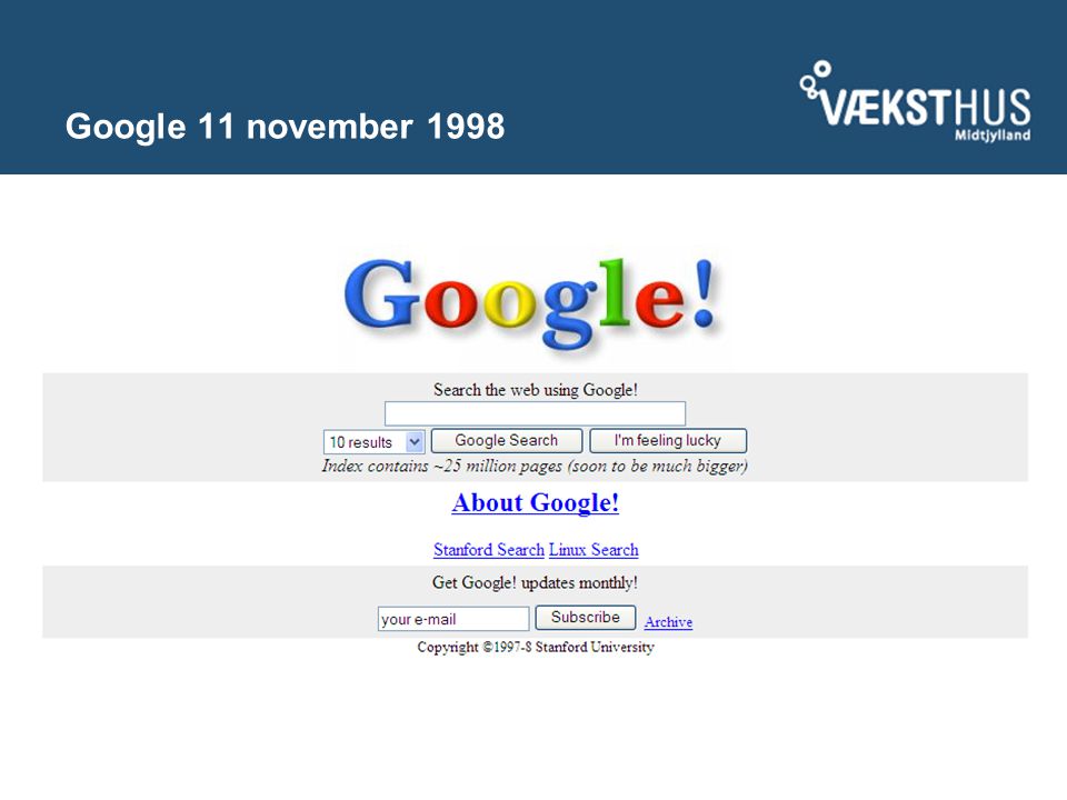 Google 11 november 1998