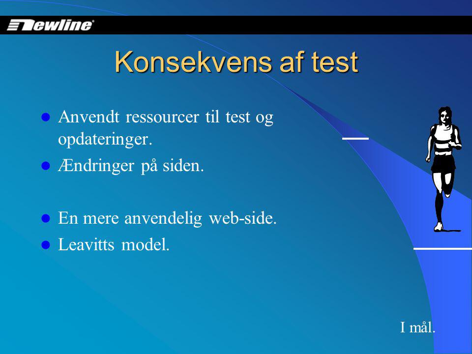 Konsekvens af test  Anvendt ressourcer til test og opdateringer.