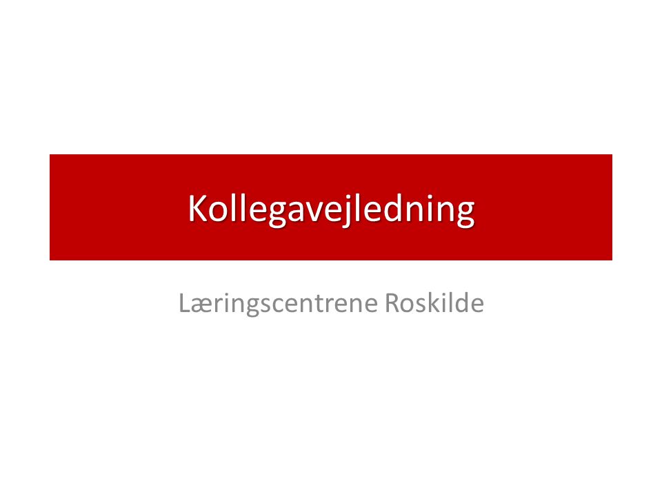 Kollegavejledning Læringscentrene Roskilde