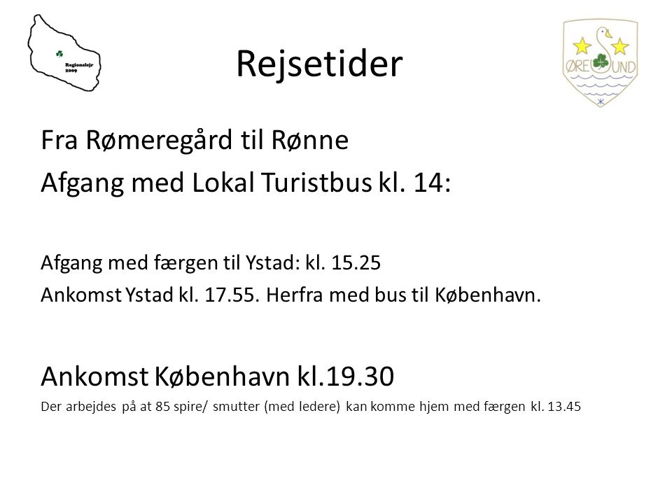 Rejsetider Fra Rømeregård til Rønne Afgang med Lokal Turistbus kl.