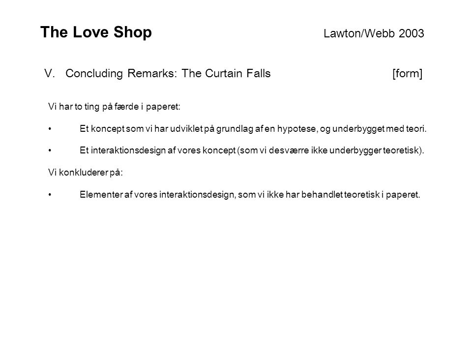 The Love Shop Lawton/Webb 2003 V.