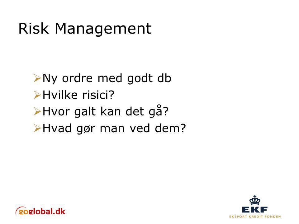 Risk Management  Ny ordre med godt db  Hvilke risici.