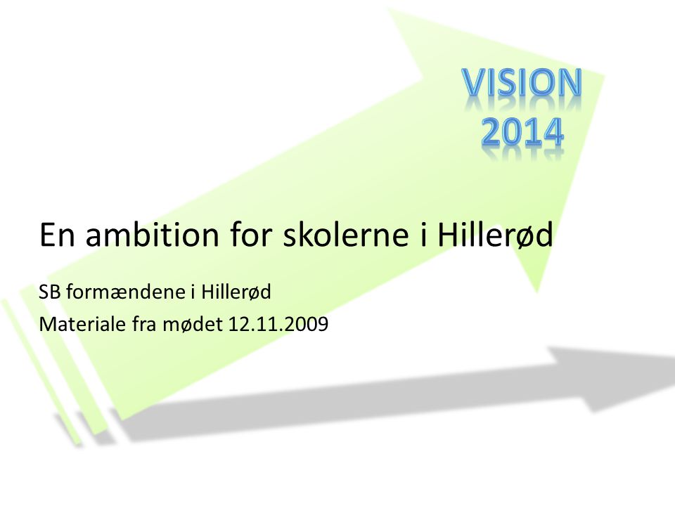 En ambition for skolerne i Hillerød SB formændene i Hillerød Materiale fra mødet