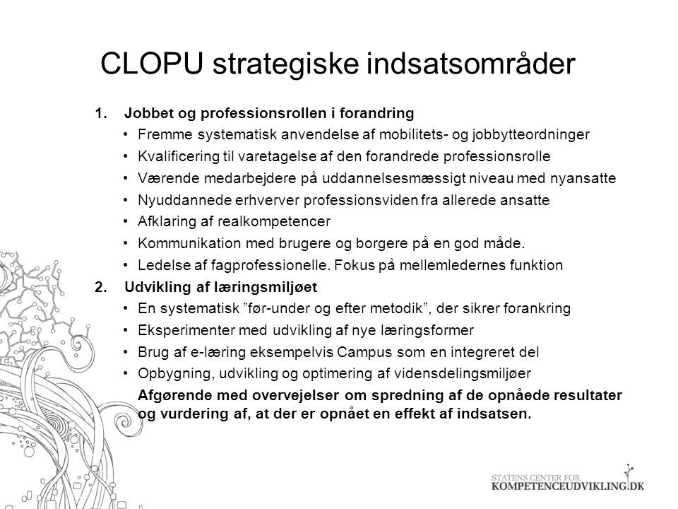 CLOPU strategiske indsatsområder 1.