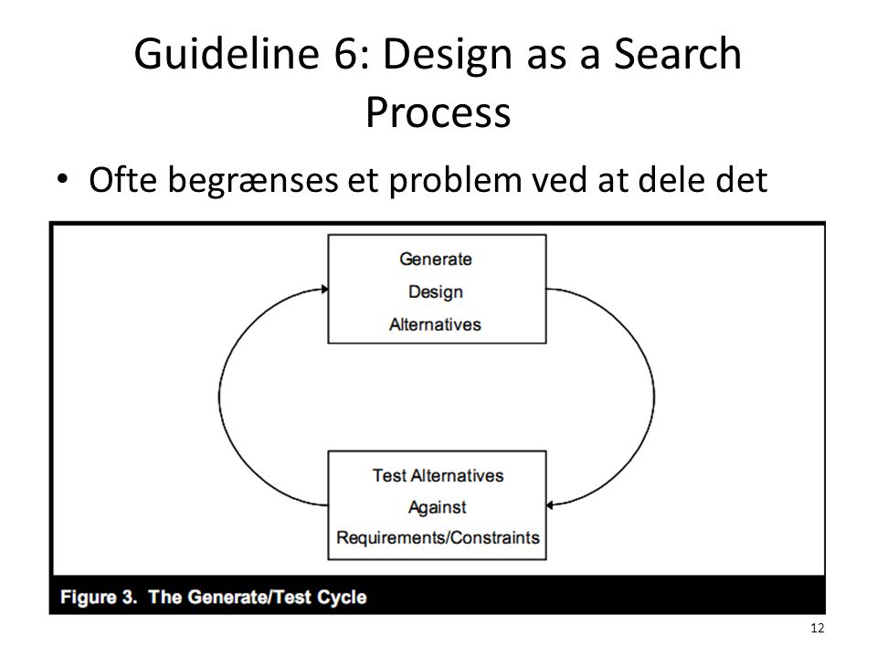Guideline 6: Design as a Search Process 12 Ofte begrænses et problem ved at dele det
